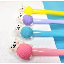 Kit 6 unidades de canetas em gel fofas formato gatinho novelo de lã divertida