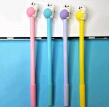 Kit 6 unidades de canetas em gel fofas formato gatinho novelo de lã