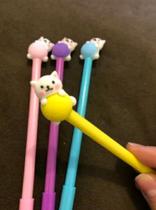 Kit 6 unidades de canetas em gel formato gatinho novelo de lã criativa