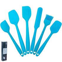 Kit 6 Unidades Espátulas Pincel Utensílios Cozinha Confeitaria Silicone Multiuso Cores Diversas
