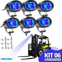 Kit 6 Unidades Farol Led Blue Spot Luz Azul 20w Empilhadeira