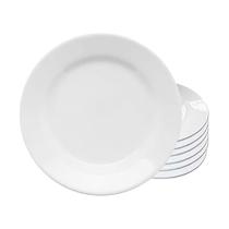 Kit 6 Unidades Pratos Cerâmica Raso Branco Oxford Kit 6 Unidades Pratos Cerâmica Raso Branco Oxford