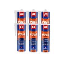 Kit 6 Unidades - Silicone Selante Cola Pu 40 Cinza 380g Autofix