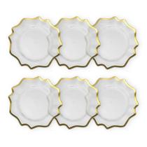 Kit 6 Unidades Sousplat Redondo Transparente Com Borda Vidro 33Cm Rafimex