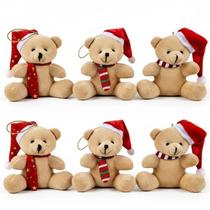 Kit 6 Ursinho Natalino Enfeite Arvore de Natal Pelúcia 12cm Kit 6 Ursinho Natalino Enfeite Arvore de Natal Pelúcia 12cm