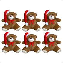 Kit 6 Ursinhos De Pelúcia Natal Decoração Árvore Presente 15cm Kit 6 Ursinhos De Pelúcia Natal Decoração Árvore Presente 15cm