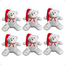 Kit 6 Ursinhos De Pelúcia Natal Decoração Árvore Presente 20cm
