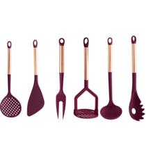 Kit 6 Utencílios de Cozinha Rosa Paramount de Nylon cabo rosê 30cm Resistentes - Loja Camargo