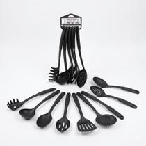 Kit 6 Utensílios De Cozinha Nylon Preto Escumadeira Concha Kit 6 Utensílios De Cozinha Nylon Preto Escumadeira Concha