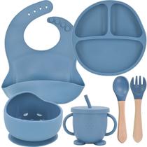 Kit 6 Utensílios De Mesa De Silicone Seguros Para Crianças Introdução Alimentar