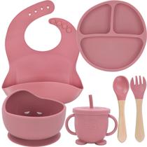 Kit 6 Utensílios De Mesa De Silicone Seguros Para Crianças Introdução Alimentar