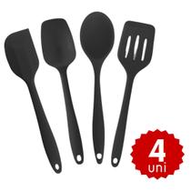 Kit 6 Utensílios de Silicone Cozinha Colher Concha Espátula 28,5cm