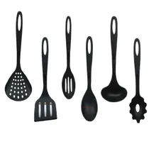 Kit 6 Utensílios Nylon Acessórios De Cozinha Espátula Colheres Espumadeira Concha Culinários - Rotaplast