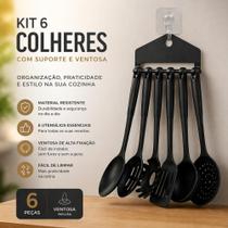 Kit 6 Utensílios Para Cozinha Colheres Escumadeira Concha Colher Espátula e Ventosa Kit 6 Utensílios Para Cozinha Colheres Escumadeira Concha Colher Espátula e Ventosa