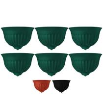 Kit 6 Vaso Plástico Parede Meia Lua Decoração Plantas Jardim