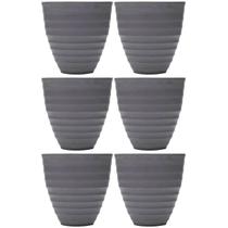 Kit 6 Vasos Cachepot para Flores Plantas 15x7cm Lyor Névoa Cinza Plástico Decoração Jardim Sala Kit 6 Vasos Cachepot para Flores Plantas 15x7cm Lyor Névoa Cinza Plástico Decoração Jardim Sala
