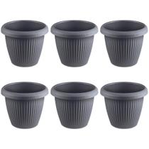 Kit 6 Vasos de Flor Plástico Médio s/Prato 3,2 Litros Moderno Decorativo