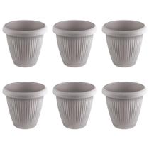 Kit 6 Vasos de Flor Plástico Pequeno c/Prato 1,4 Litros Moderno Decorativo Kit 6 Vasos de Flor Plástico Pequeno c/Prato 1,4 Litros Moderno Decorativo