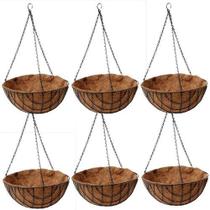 Kit 6 Vasos De Pendurar 25cm Pendente Ferro Fibra Coco Kit 6 Vasos De Pendurar 25cm Pendente Ferro Fibra Coco