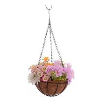 Kit 6 Vasos De Pendurar 30cm Pendente Ferro Fibra Coco