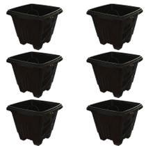 Kit 6 Vasos Decorativo Plástico De Plantas Grande Preto MB