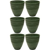 Kit 6 Vasos para Plantas Cachepot Plástico Névoa Verde Lyor 15x7cm Jardim Decoração