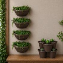 Kit 6 Vasos para Plantas Decorativo Jardim Verical Parede Ervas Suculentas