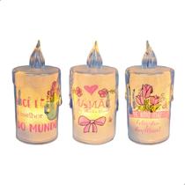 Kit 6 Vela Decorativa Led A Pilhas Frases Dia Das Mães Ilumina Decora