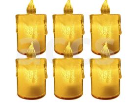 Kit 6 Velas Vela Artificial Luz Amarela Natalina Led 6,3cm