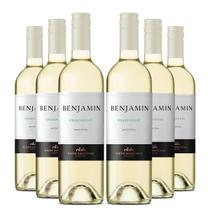 KIT 6 Vinho Argentino Branco Benjamin Chardonnay, 750ml