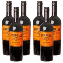 Kit 6 Vinho Tinto Italiano Corbelli Primitivo diPuglia 750ml