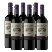 Kit 6 Vinhos Chileno Tinto Seco Merlot Concha Y Toro Reservado 750ml