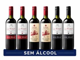 Kit 6 Vinhos Sem Álcool La Dorni Tintos Bordô Suave DemiSec e Seco