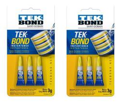 Kit 6 x 1g Cola Tudo Instantânea Tubos Super Cola TEKBond