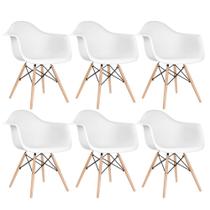 KIT - 6 x cadeiras Charles Eames Eiffel DAW com braços - Base de madeira clara -