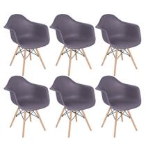 KIT - 6 x cadeiras Charles Eames Eiffel DAW com braços - Base de madeira clara -