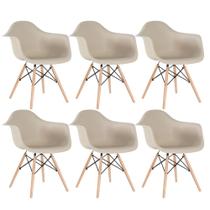 KIT - 6 x cadeiras Charles Eames Eiffel DAW com braços - Base de madeira clara -