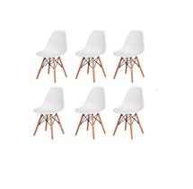 Kit - 6 X Cadeiras Charles Eames Eiffel Dsw - Base De Madeir