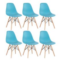 KIT - 6 x cadeiras Charles Eames Eiffel DSW - Base de madeira clara