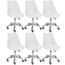 Kit - 6 x cadeiras de rodízios estofadas Tulipa - Office - Escritório
