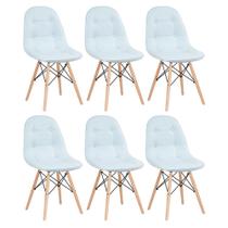 KIT - 6 x cadeiras estofadas Eames Eiffel Botonê - Base de madeira clara