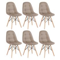 KIT - 6 x cadeiras estofadas Eames Eiffel Botonê - Base de madeira clara