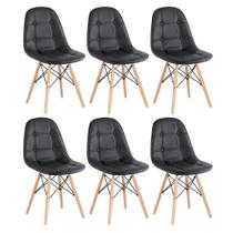 KIT - 6 x cadeiras estofadas Eames Eiffel Botonê - Base de madeira clara