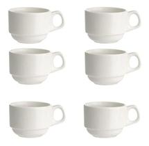 Kit 6 Xícara café 75Ml Sem Pires Oxford Porcelana Empilhável