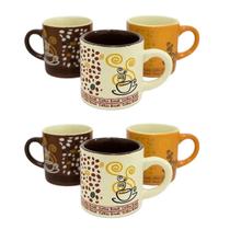 kit 6 Xícara de Cerâmica café 110ml chá cappuccino