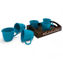 Kit 6 Xícaras Acrílica Tiffany Com Bandeja Cantinho do Café Kit 6 Xícaras Acrílica Tiffany Com Bandeja Cantinho do Café