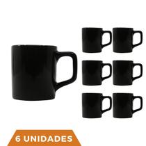 Kit 6 Xícaras Café Colors Preta 80mL Cerâmica Mesa Posta - ECOS