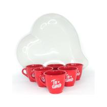 Kit 6 Xícaras Café com Prato de Coração Cantinho do Café Kit 6 Xícaras Café com Prato de Coração Cantinho do Café