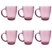 Kit 6 Xicaras Canecas De Chá E Café Vidro Resistente Mães Roxo Liso