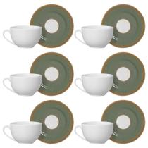 Kit 6 Xícaras Cerâmica Chá Café Celebrate Verde Militar 85ml